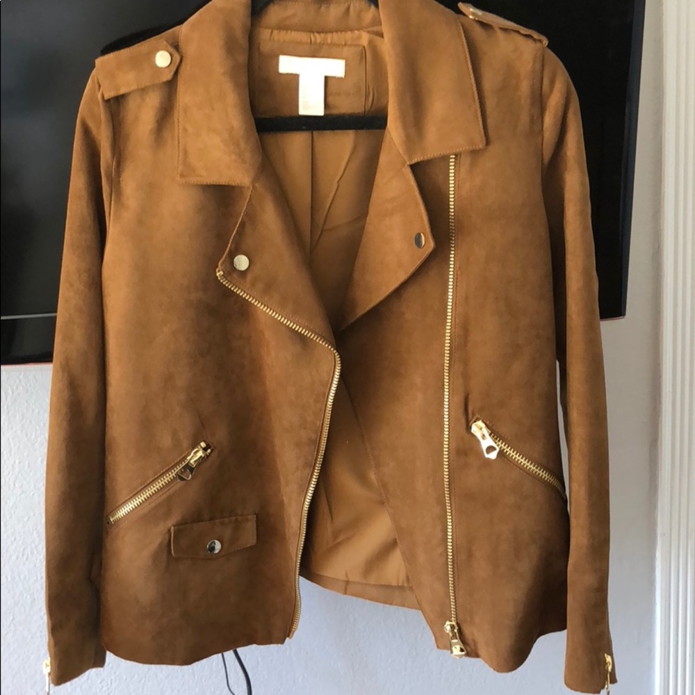 H&M Brown Suede Jacket with Gold Accents